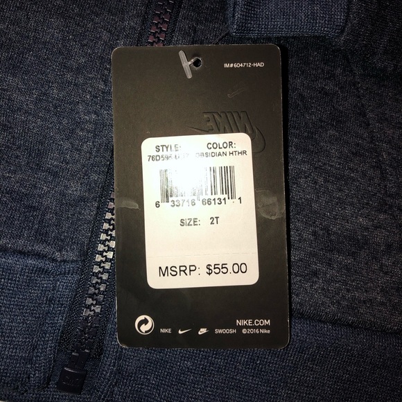 NWT! Boys Nike Air Blue Striped Hoody, 2T - Picture 3 of 5